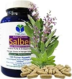SALBEI 120 Kapseln gegen Schwitzen & natürliche Hilfe bei Hitzewallungen + Nachtschweiß + Blähungen. Salbeiblätter. 100% NATUR pur [ohne ZUSATZSTOFFE] 27265-120