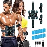 EMS Bauchmuskeltrainer, Bauchtrainer, USB Wiederaufladbar Muskelstimulator, EMS Trainingsgerät mit 6 Modi & 19 Intensitäten, LCD Bildschirm Elektrische Bauch Trainer für Arm/HIPS/Bein, Unisex