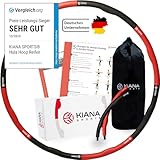 KIANA SPORTS® Hula Hoop Reifen Erwachsene inkl. Tasche und Übungsplan [1,2 kg] - Stabiler Hoola Hoop aus Deutscher Entwicklung - Hullahub Reifen zum Abnehmen - Gymnastikreifen im Wellendesign