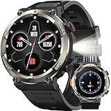 IOWODO Smartwatch Herren 2025 | 100 Tage Akku & Beleuchtung | IP68 Wasserdicht & Kompass | 1,45' Touchscreen | Bluetooth-Anrufe | 100+ Sportmodi | Herzfrequenz & Schlafanalyse | Für Android/iOS