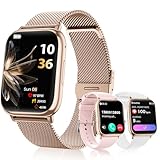 Smartwatch Damen, 1.83' Touchscreen Fitnessuhr, mit Telefonfunktion Smart Watch Fitness SpO2 Blutdruckmessung Schlafmonitor Pulsmesser Schrittzähler 120+ Sportmodi, für Android iOS (Rose Gold)