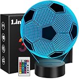 Linkax Fussball Geschenke Jungen Mädchen, Fußball Geschenke für Jungs, 3D Nachtlicht Kinder Zimmer Deko Optische Täuschung Lampe 16 Farben Ändern, Ostergeschenke Geburtstagsgeschenk 6 7 8 9 10 jahre