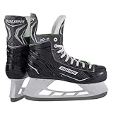 Bauer Herren Schlittschuhe X-LS für Eishockey, Eislaufschuhe Größe 45,5 Edelstahlkufen, schwarz, 45.5