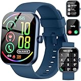 Smartwatch Herren Damen mit Telefonfunktion, 1.96' HD Fitnessuhr, Smart Watch mit Pulsuhr/Schlafmonitor, Fitness Tracker Schrittzähler Uhr, 100+ Sportmodi Sportuhr IP68 Wasserdicht für Android iOS