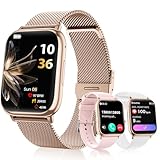 Smartwatch Damen, 1.83' Touchscreen Fitnessuhr, mit Telefonfunktion Smart Watch Fitness SpO2 Blutdruckmessung Schlafmonitor Pulsmesser Schrittzähler 120+ Sportmodi, für Android iOS (rose gold)