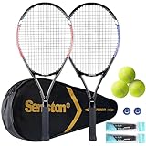 Senston Tennisschläger für Erwachsene 68,6 cm Tennisschläger – 2 Spieler Tennisschläger Set mit 3 Bällen, 2 Griffen, 2 Vibrationsdämpfern