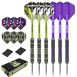 MageRabbit Dartpfeile mit Metallspitze, 6 Stück Professionelle SteelDarts mit 12 Dart-Flights