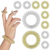 Prasacco 10 Stück Massage Ring, Finger Handgelenk Massagegerät Set Finger Massagering Handgelenk Massage Armbänder Akupressur Ring für Kinder Erwachsene zur Förderung der Durchblutung und Stressabbau