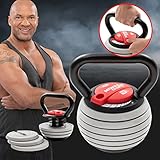 Miweba Sports Kettlebell verstellbar KB-300 | 3,5-18 kg Gewichte - Kugelhantel - Einstellbares Kugelgewicht - Schwunghantel - Kettlebells - Hanteln - Hantel für Indoor & Outdoor (Hellgrau)