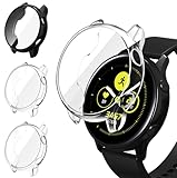 ivoler 3 Stücke Hülle mit Schutzfolie für Samsung Galaxy Watch Active, Vollständige Abdeckung Stoßfest Kratzfest Schutzhülle Ultradünne Weiche TPU Displayschutz Case, 2 Klar + 1 Schwarz