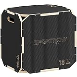 SPORTNOW 3 in 1 Plyo Box, Sprungbox, eckenfreie Plyometric Plattform mit Griff, Jump Box für Plyometrisches Training, rutschfest Sprungtrainer für Zuhause, Fitnessstudio, 51 x 48 x 41 cm, Schwarz