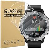 4 Pack Anti-Kratzer Schutzfolie für Garmin Fenix 6 / 6 Pro Multisport GPS Smartwatch, HD Gehärtetes Glas Schutzhülle, 9H Härte Schutzglas Hülle, Blasenfrei Displayschutz Folie, Einfache Installation