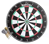 Masterdarts Dartscheibe mit 6 Darts Pfeile - Dartboard Ø45cm - Dartpfeile Metallspitze - Dartscheibe Kork mit Aufhänge Haken - Dart Set - Schwarz/Rot/Weiß/Grün