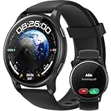 Parsonver Smartwatch Damen Herren mit Telefonfunktion, 5ATM Wasserdicht Schwimmuhr, 44 mm Fitnessuhr mit 100+ Sportmodi, Herzfrequenz und Schlaftracking, Smart Watch für Android & iPhone, Schwarz, SR3