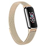 Amzpas Kompatibel mit Fitbit Luxe Armband,Edelstahl Metall Ersatzarmband mit Magnetschloss für Fitbit Luxe Damen Herren(Roségold)