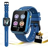 Retysaz Smart Watch für Kinder, 24 Spiele, Schrittzähler, 2 HD-Kameras, modische Smartwatches für Kinder von 3 bis 14 Jahren, tolle Geschenke für Mädchen und Jungen (Blau)…