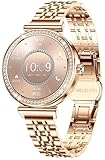 findtime Smartwatch Damen mit telefonfunktion Herzfrequenz Schlafmonitor Schrittzähler IP68 Wasserdicht Elegant Fitness Tracker Luxuriös Aktivitätstracker Klein Gold