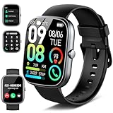 Smartwatch Herren Damen, 1.91'HD Smart Watch mit Telefonfunktion, 110+ Sportmodi Fitnessuhr mit Herzfrequenzmonitor Schlafmonitor Schrittzähler, IP68 Wasserdicht Sportuhr, Uhr für iOS Android, Schwarz