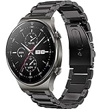 LvBu Armband Kompatibel mit Huawei Watch GT 2 Pro, Classic Edelstahl Uhrenarmband für Huawei Watch GT2 Pro Smartwatch (schwarz)
