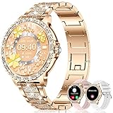 Smartwatch Damen mit Telefonfunktion Diamond, 1.32'Smart Watch Damenuhr mit Anruffunktion ,Menstruationszyklus SpO2 Pulsmesser Schlafmonitor Musiksteuerung,110 Sportmodi Uhr für Damen für Android iOS
