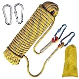 Kletterseil Sicherheitsseil 10m, Outdoor Kletterseil 8mm, Statisches Sicherheits Kletterseil, Klettern Sicherheitsseil, Nylon im Freien Rettungsseil Hochfestes Seil mit Karabiner für Campin Wandern