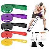 Fokky Fitnessbänder Widerstandsbänder mit 5 Stufen, Resistance Bands mit Türanker, 2*Griffen, Übungsanleitung&Tragebeutel, Gymnastikband Klimmzugband Fitnessband für Muskelaufbau,Yoga,Pilates 5er Set