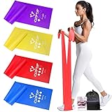 COFOF Fitnessbänder 4er-Set, 1.8M Gymnastikband mit 4 Widerstandsstufen, Fitnessband mit Tragetasche & Übungsanleitung Geliefert Ideal für Yoga, Pilates, Krafttraining, Physiotherapie