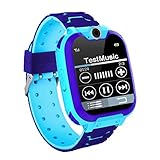PTHTECHUS® Smartwatch für Kinder- Uhr Telefon für Mädchen Jungen mit Anruffunktion SOS Musik Playe Spiel Kamera Taschenlampen Wecker-Kids Smart Watch Student Telefonieren Geburtstag Geschenk Blau