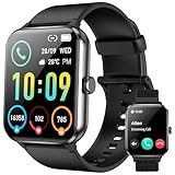 Smartwatch Herren Damen mit Telefonfunktion,1.85'' HD Smart Watch, 100+ Sportmodi Fitness Tracker mit 24/7 Herzfrequenz SpO2 Schlafmonitor Schrittzähler, IP68 Wasserdicht für IOS Android, 2 Armbänders