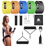 EVOLAND Widerstandsbänder-Set, Übungsbänder für Heimtraining mit 5 Fitness-Widerstandsröhren, 2 Schaumstoffgriffen, 2 Knöchelriemen, 1 Türanker, Tragetasche, Heim-Fitnessgeräte für Ganzkörpertraining