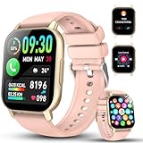 WeurGhy Smartwatch Damen Herren mit Telefonfunktion, 1.85'' Zoll HD Smart Watch, 112+ Sportmodi Sportuhr mit Pulsuhr/Schlafmonitor, IP68 Wasserdicht Fitnessuhr mit Information Erinnerung, Roségold