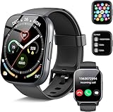 Smartwatch Herren Damen, 1.95' Smartwatch mit Bluetooth Anruf, Fitnesstracker mit Pulsuhr/Schlafmonitor, 112+ Sportmodi Fitnessuhr IP68 Wasserdicht Sportuhr, Schrittzähler Uhr für Android iOS Schwarz