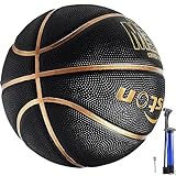 Senston Basketball Größe 7, Baskettball mit Pumpe, Outdoor Basketbälle, Anti-Rutsch und Hervorragender Grip, Schwarz