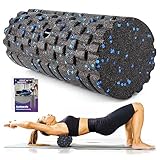 Faszienrolle mit 3D-Texturmassage, Foam Roller(33cm x 14cm) zur Muskelverspannungen lindern, mittlere Härte Selbstmassage Fazienrolle für rücken wirbelsäule Rücken Beine (Schwarz-blau)