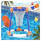 FOSUBOO Pool Spielzeug für Erwachsene Kinder Wasserspiele Floating Basketball Korb Hoop Wasserspielzeug Basketballkorb Poolzubehör Spaß (2X Bastketballs)