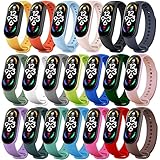 Monuary 20 Stück Armbänder kompatibel mit Xiaomi Mi Band 7 / Mi Band 6 / Mi Band 5 und Amazfit Band 5, Ersatzarmband, aus TPU, Länge verstellbar, bequem und atmungsaktiv