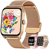 Smartwatch Damen Uhr Armbanduhr Fitnessuhr: ‌Golden Smart Watch Damenuhr 1.83' Touchscreen mit Schrittzähler Blutdruck Wasserdicht Telefonfunktion Sportuhr Laufuhr Frauen Uhren Kompatibel Android iOS